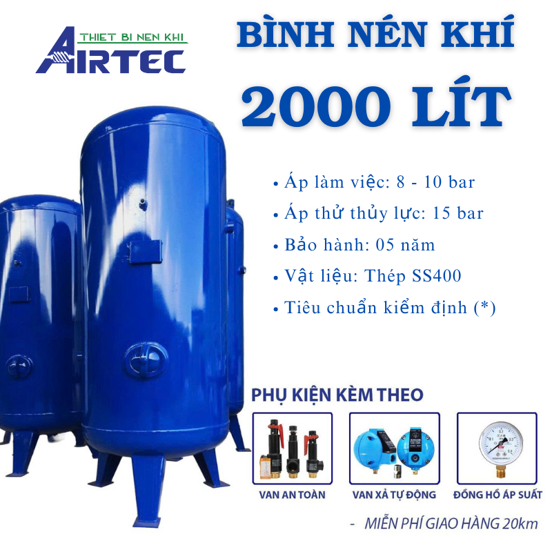 Bình chứa khí nén 2000l 1 Bình chứa khí nén 2000l