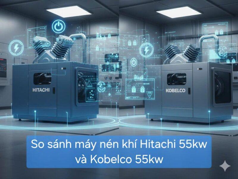 so sanh may nen khi hitachi 55kw va kobelco 55kw